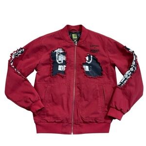Lumen Five Nights at Freddy’s Distressed Bomber Jacket Red Size Small